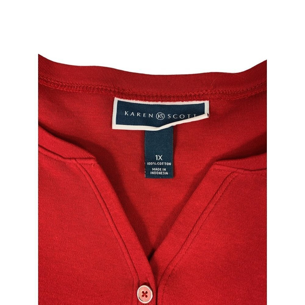 Karen Scott Women's Cherry Red Top - Picture 3 of 6